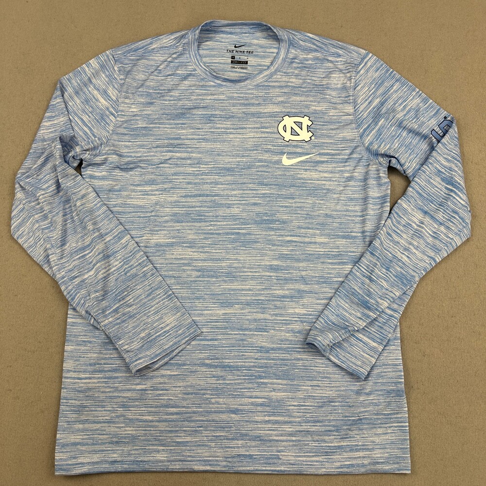 North Carolina Tar Heels Shirt Men Medium Blue Nike Tee Sleeve Spell Out NCAA M